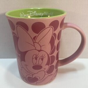 Walt Disney World Disney Parks Minnie Mouse Coffee Tea Cup Mug Pink Polka Dots